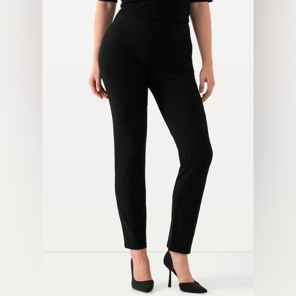 Ulla Popken Body Shaping Black Straight Leg Stretch Knit Pants